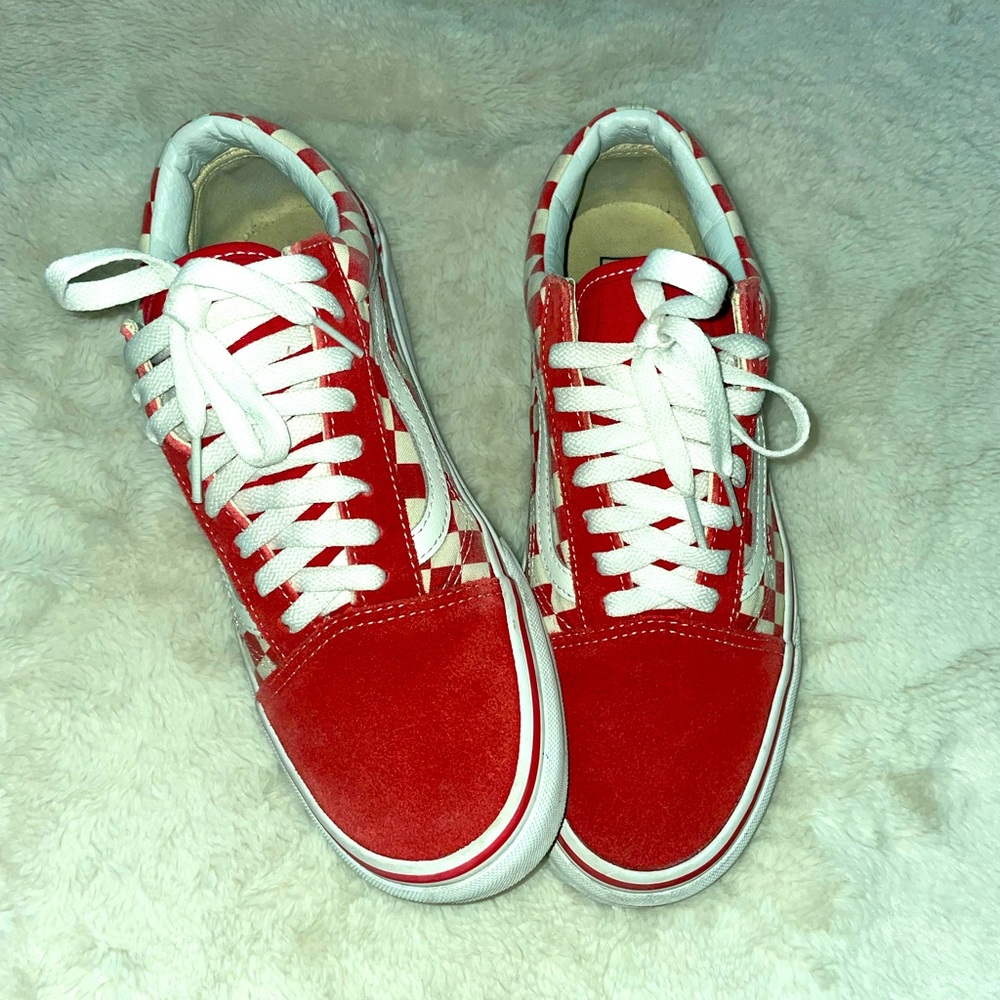 Vans Red and White Checkered Men's Shoes